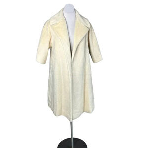 Lilli Ann Vintage 50s 60s Cream Ivory Mohair Swing Coat